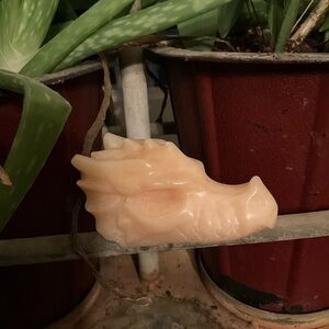 Carved Peach Agate Dragon Head Sculpture Gemstone Crystal